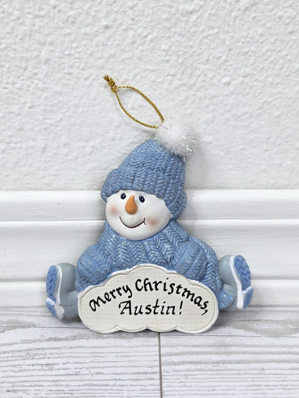 Snowman Merry Christmas Austin Christmas Ornament Magnet 1999 VTG